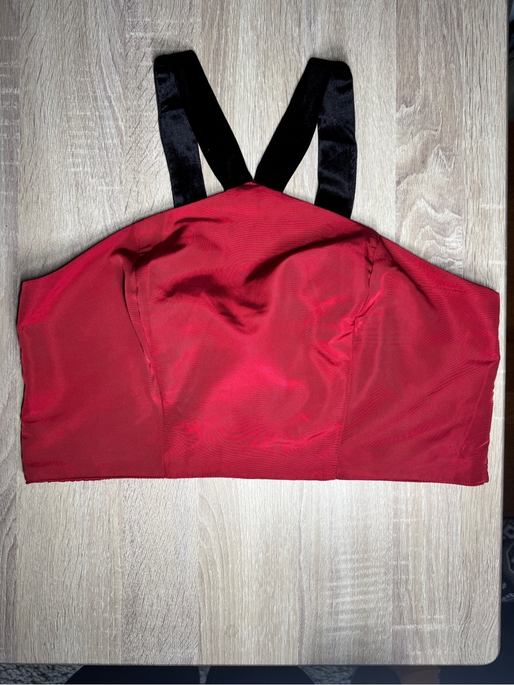 NWT Old Navy Red Crop Top with Black Straps and Bow Size L